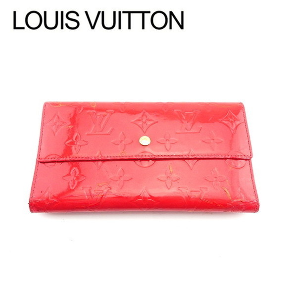 Louis Vuitton Porte Vernis Tri Wallet Red Tresor Leather Patent - Picture 1 of 6